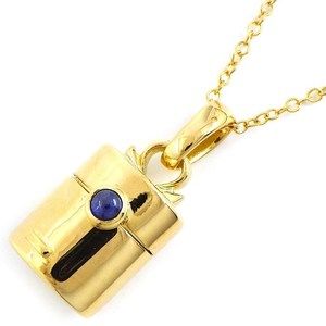 Tiffany Pill Case Locket Sapphire Necklace Yellow Gold